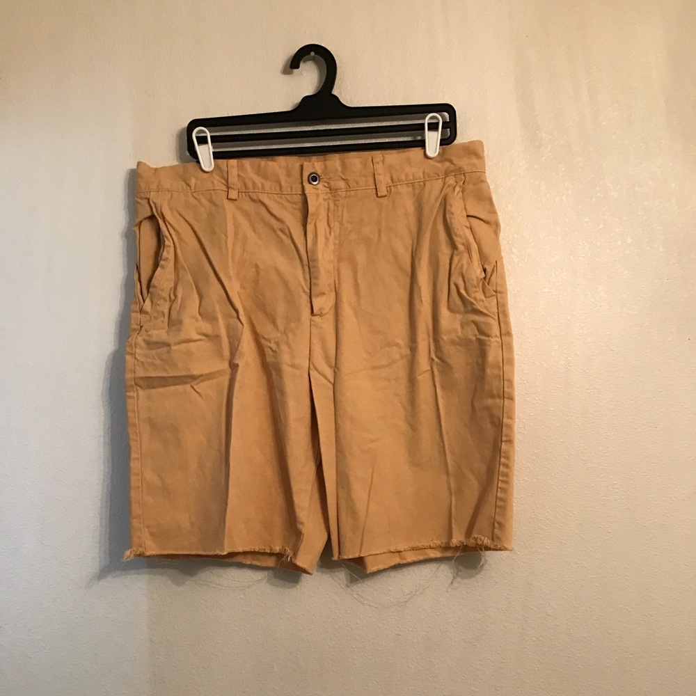 Martin + OSA Cream Cut Off Flat Front Shorts 36